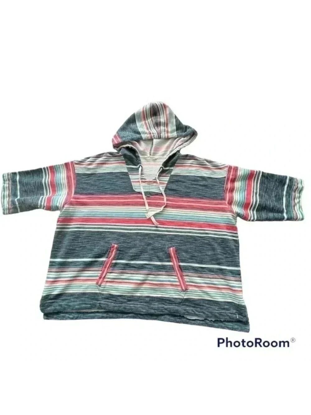 Woolrich Woman’s 100% organic cotton Quinn Eco Rich Harbor Stripe Poncho… - Picture 6 of 11